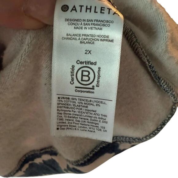 Athleta sz 2x Tahiti Navy Printed Balance Hoodie - Picture 4 of 4